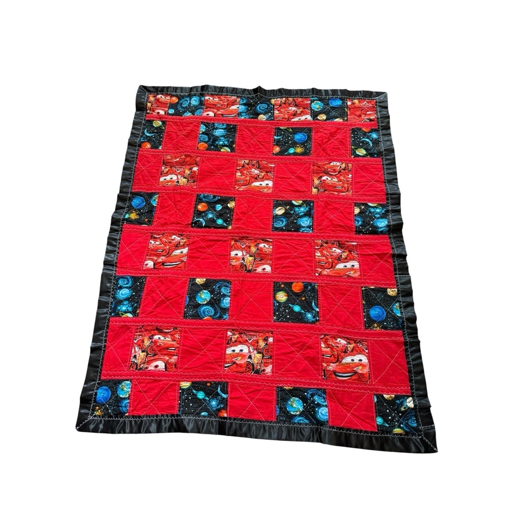 Handmade Disney Pixar Cars Lightning McQueen Toddler Crib Quilt‎ Blanket 40x50